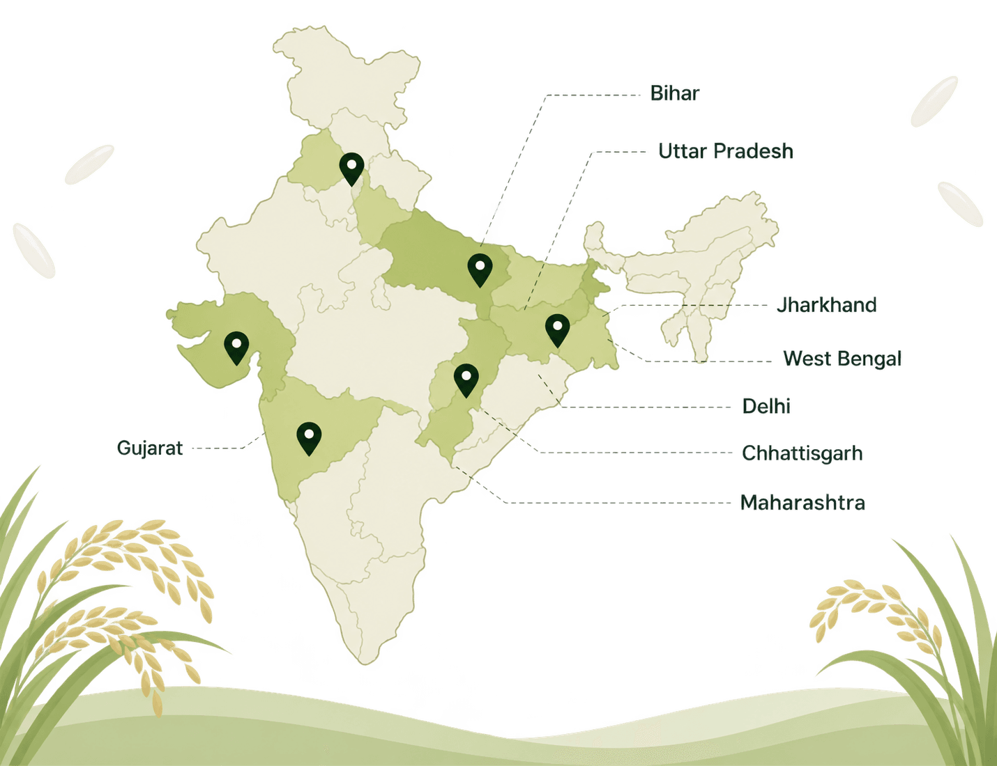 Golghar Rice delivery regions across India